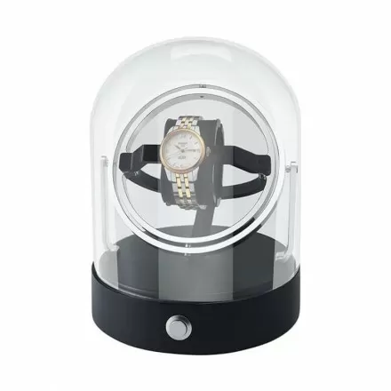 Silver gyroscopic orbital watch winder — Astronomy series single automatic watch winder front view