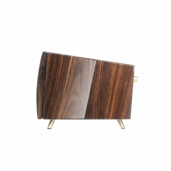 Solid wood automatic watch winder box for 3 watches with quiet motor – side view
