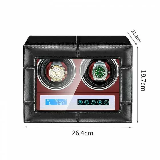 Enrollador de reloj inteligente Doubel con superficie de PU e interior rojo