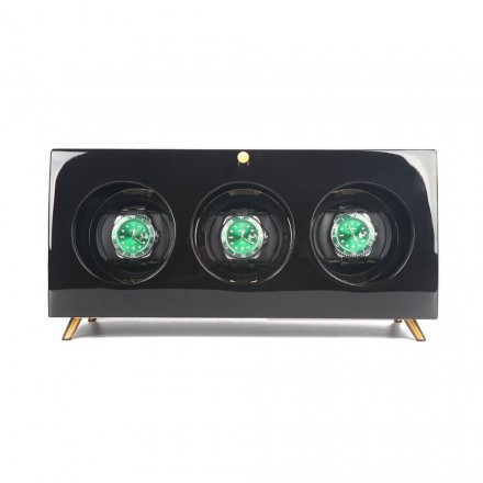 Black Wooden Rolex Box Watch Winder Box for 3 Watches