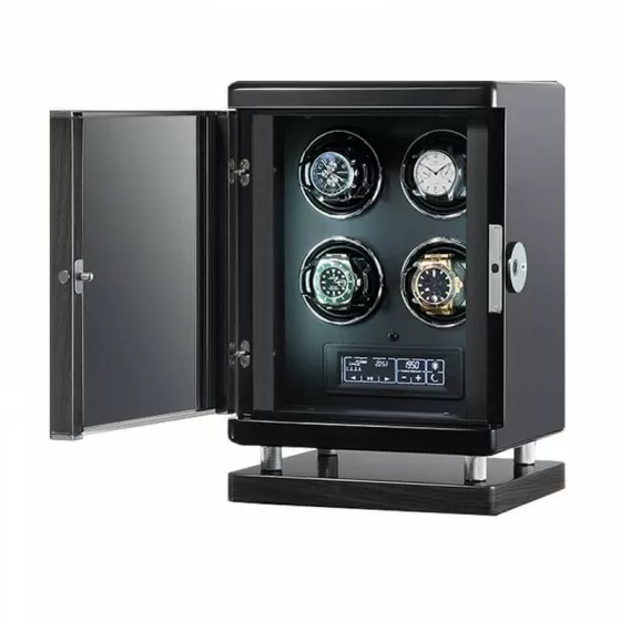 Premium 4 Wooden Automatic Watch Winder Storage Box with LCD Touch Screen