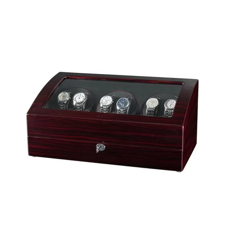 Ebony Six Pieces Watch Winder With Black Interior