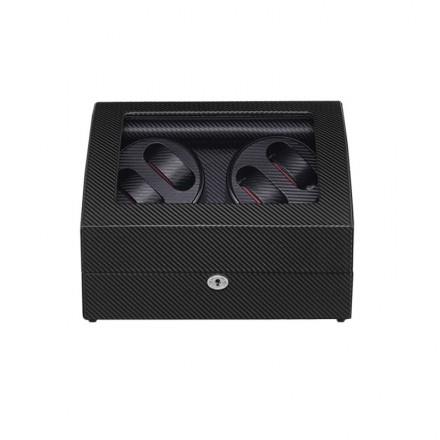 Roroos carbon fiber style 4-watch winder box with 6 additional watch storage compartments