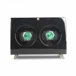 Black Vintage Watch Winder Box for 2 Watches
