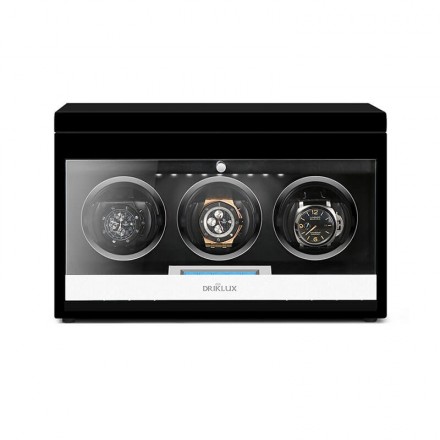 Black Luxury Automatic Triple Watch Winder Box with Drawer