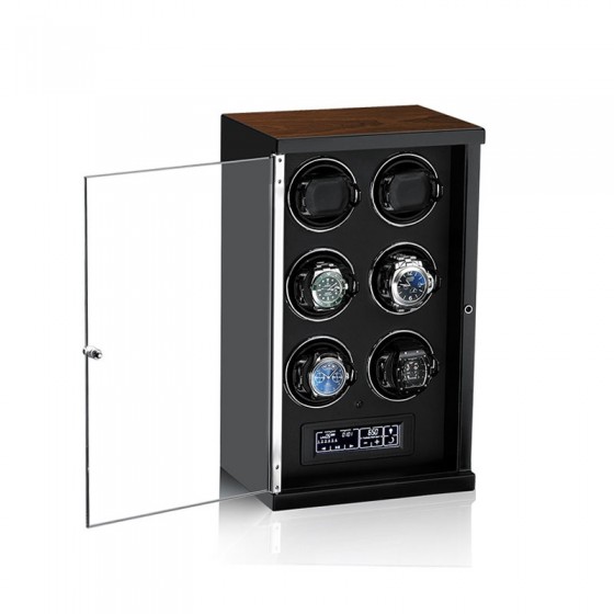Vista lateral del enrollador de reloj de 6 ranuras con control táctil y motor silencioso