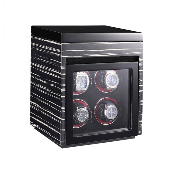 Vertical Watch Winder 4 Slots Automatic Watch Winding Box 4 Watches Case Touch Screen Remote