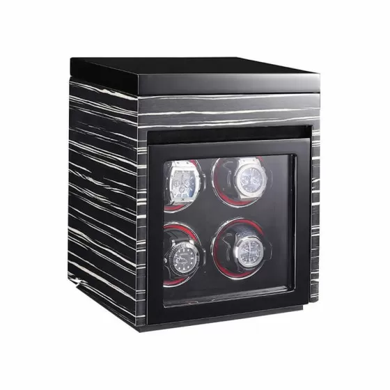 Vertical Watch Winder 4 Slots Automatic Watch Winding Box 4 Watches Case Touch Screen Remote