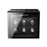 6 Watch Winder with 5 Extra Storage in Striped Ebony Wood - Dark Warrior