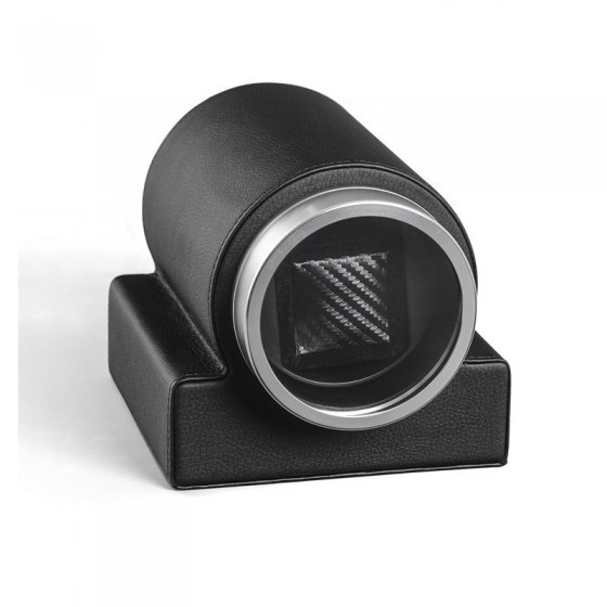 Remontoir de montre simple classique en cuir noir avec fenêtre en verre