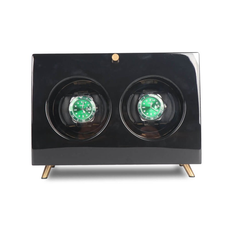 Black Vintage Watch Winder Box for 2 Watches