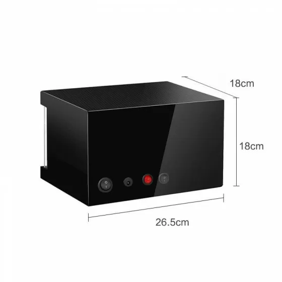 Roroos all-black vertical wooden double watch winder back view