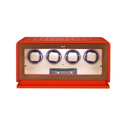 Roroos 4-Automatic Watch Winder in Rich Orange Leather