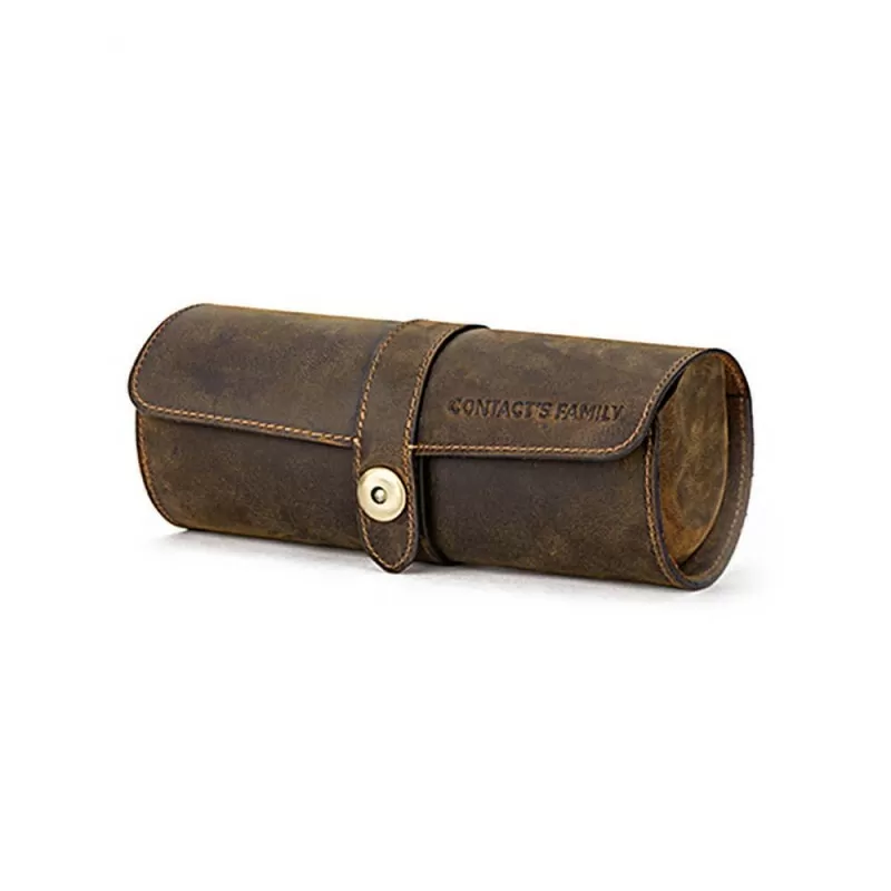 Roroos top grain leather watch roll for 3 watches – premium travel accessory Singapore