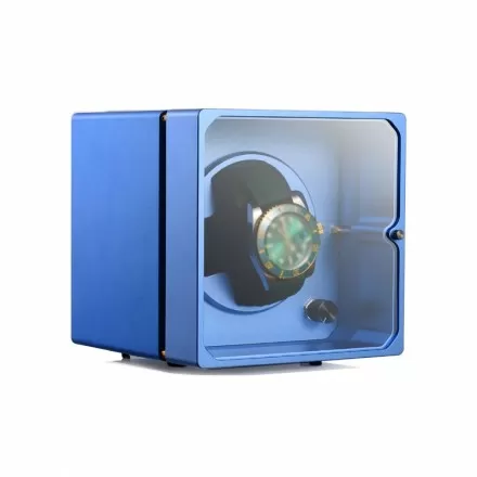 Cyberwinder Single Metal Automatic Watch Winder Box - Blue