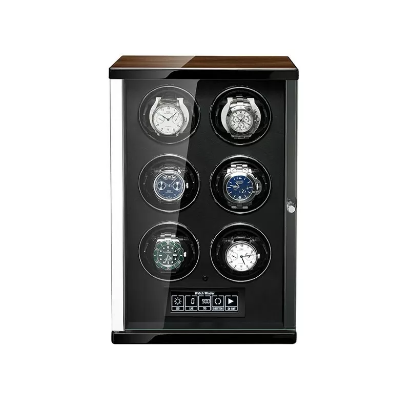 Carica orologi 6 posti touch screen LCD interno nero – watch winder automatico Roroos