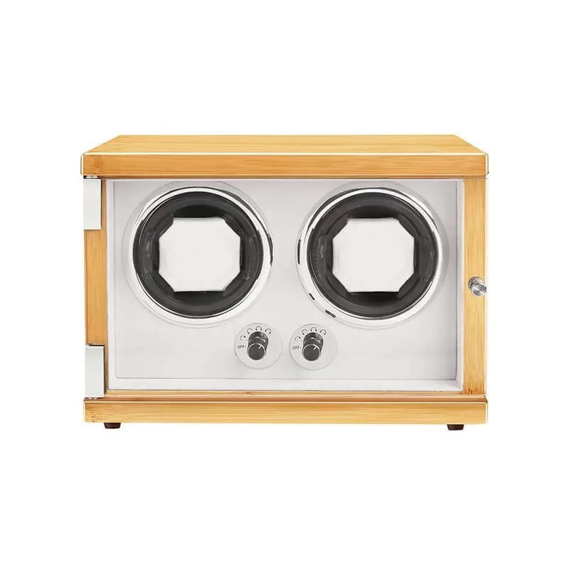 Wooden Double Automatic Watch Winding Machine - Burlywood