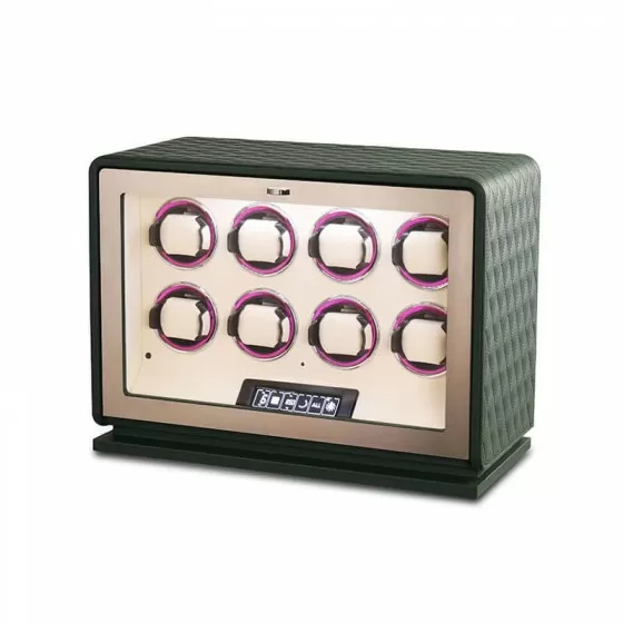 Forest green leather watch winder touch screen TPD settings display