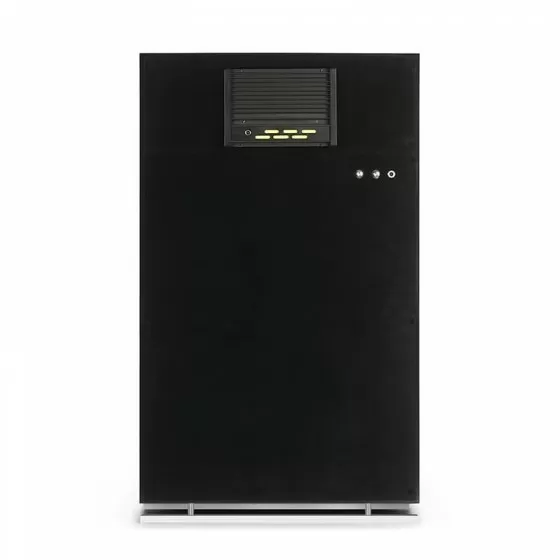 20-slot premium watch winder dehumidifier cabinet by Roroos with glass door and LED lighting, back view