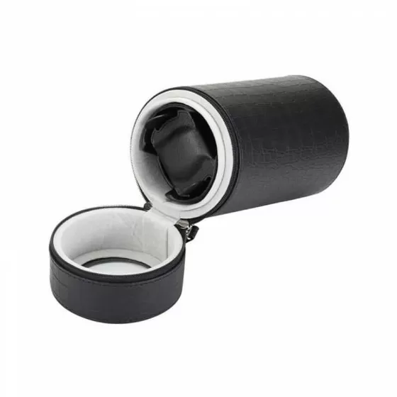 Single Travel Watch Winder Box With Black Leather Open