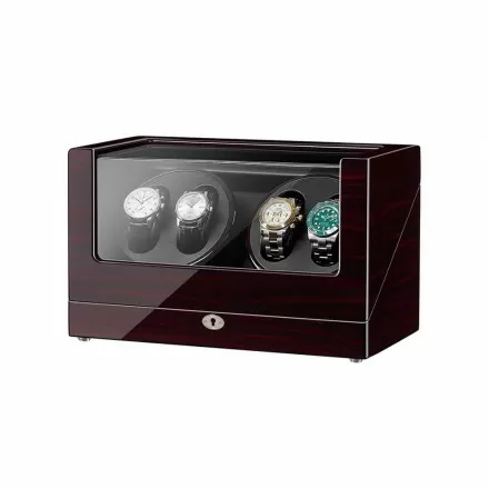 Coffret Remontoir 4 Montres en Bois - Ebène Vue d'ensemble