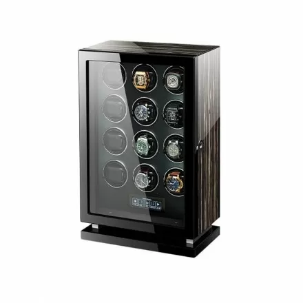 Dark Warrior 12 Slots Intelligent Watch Winder in Striped Ebony Wood