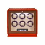 Caja enrolladora para 6 relojes Roroos en cuero naranja intenso