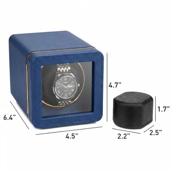 Interior cushion of Phantom Blue Roroos watch winder showing soft lining for luxury watches