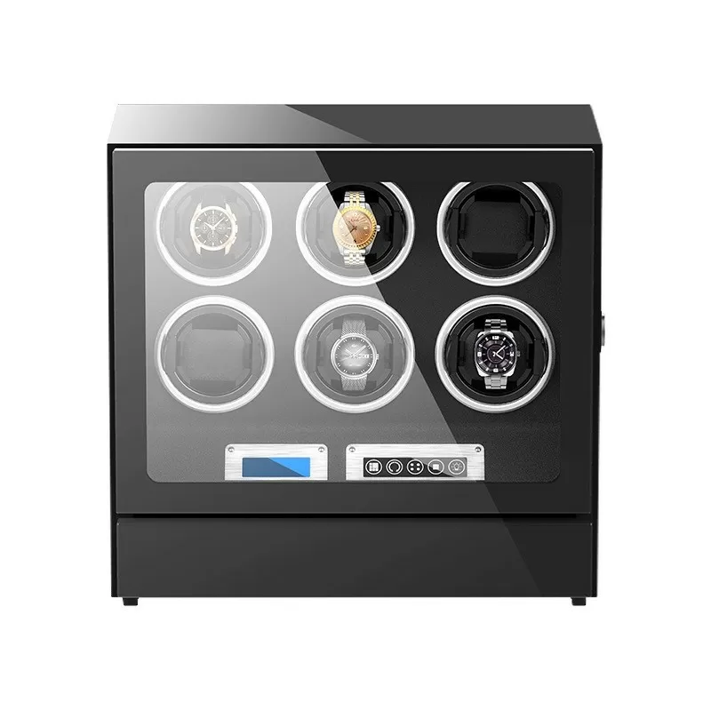 Automatic 6 Watch Winder Box With Lcd Touch Screen in Black Interior | To one's surprise gift