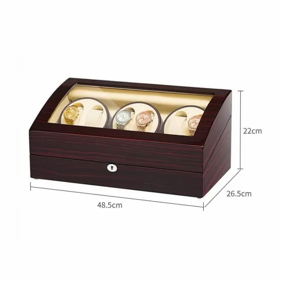 Classico Avvolgitori per orologi in ebano a sei pezzi con interno beige