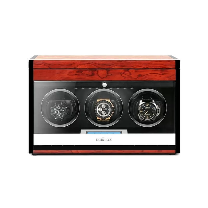 Portaorologi Touch Screen Triplo con Cassetto in Ebano