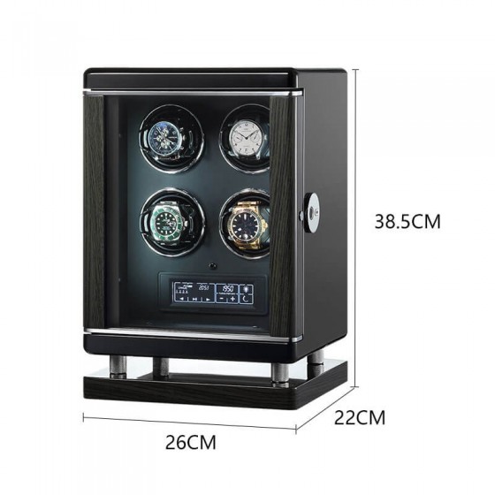 Premium 4 Wooden Automatic Watch Winder Storage Box with LCD Touch Screen