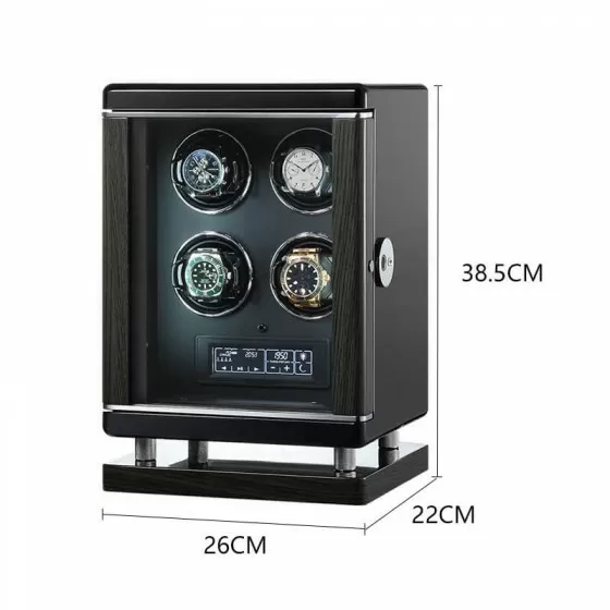 Premium 4 Wooden Automatic Watch Winder Storage Box with LCD Touch Screen