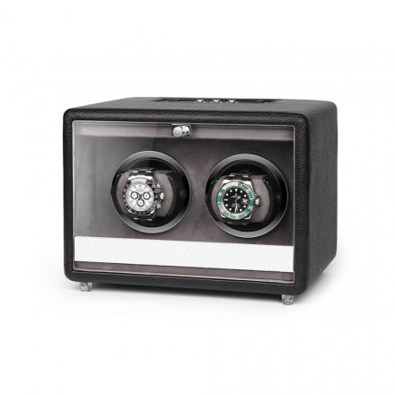 Roroos Classic Leather Double Watch Winder – dual automatic watch winder in black PU leather Overview