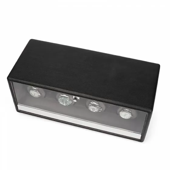 Top view of Roroos classic leather quad watch winder for 4 automatic watches