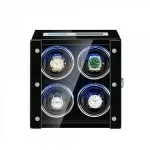 Smart Quad Automatic Watch Winder With Lcd Touch Screen - Black & Black Interior