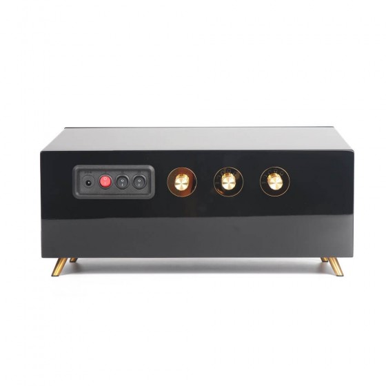 Back view of Roroos black wooden 3-watch winder box for Rolex