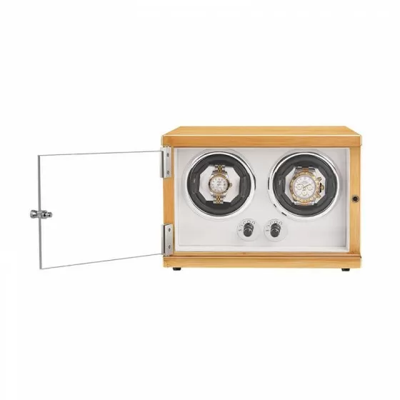 Wooden Double Automatic Watch Winding Machine - Burlywood