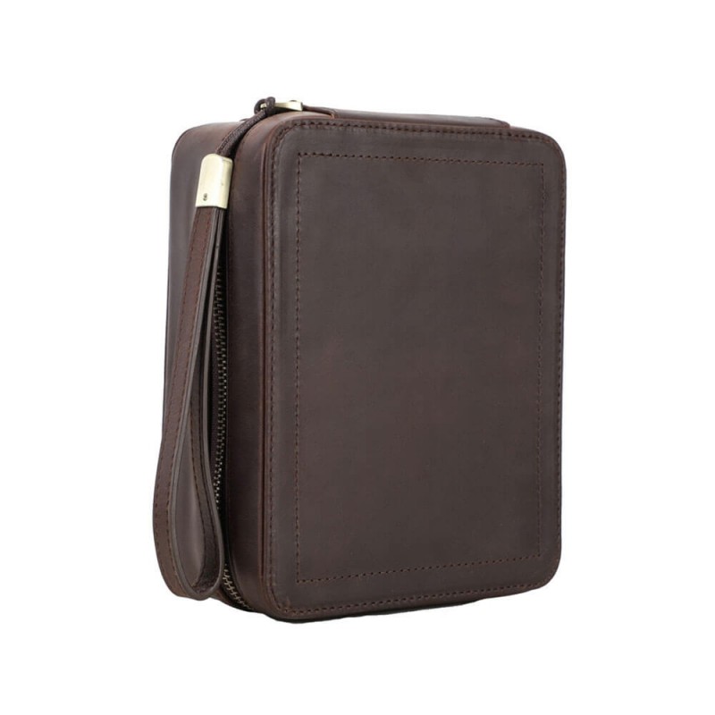 Roroos handmade leather travel case for watch and glasses — 2-slot carry organizer for men