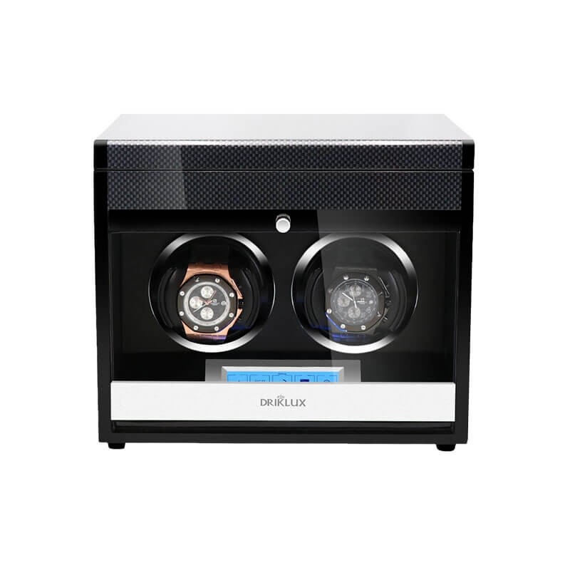 Roroos carbon fibre double watch winder with drawer and LCD touch screen – Singapore