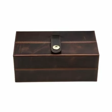Handmade Brown Leather Watch Box — Stores 3 Watches in Style