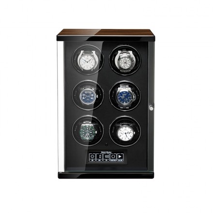 Avvolgitore automatico per orologio con controllo touch con 6 slot - interno nero