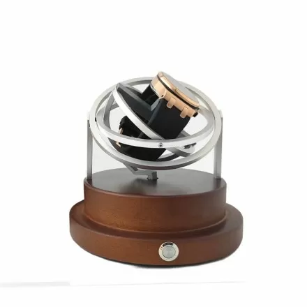 Dual Axis Orbit Gyro Watch Winder - Astronomy Gemini - Silver Overview