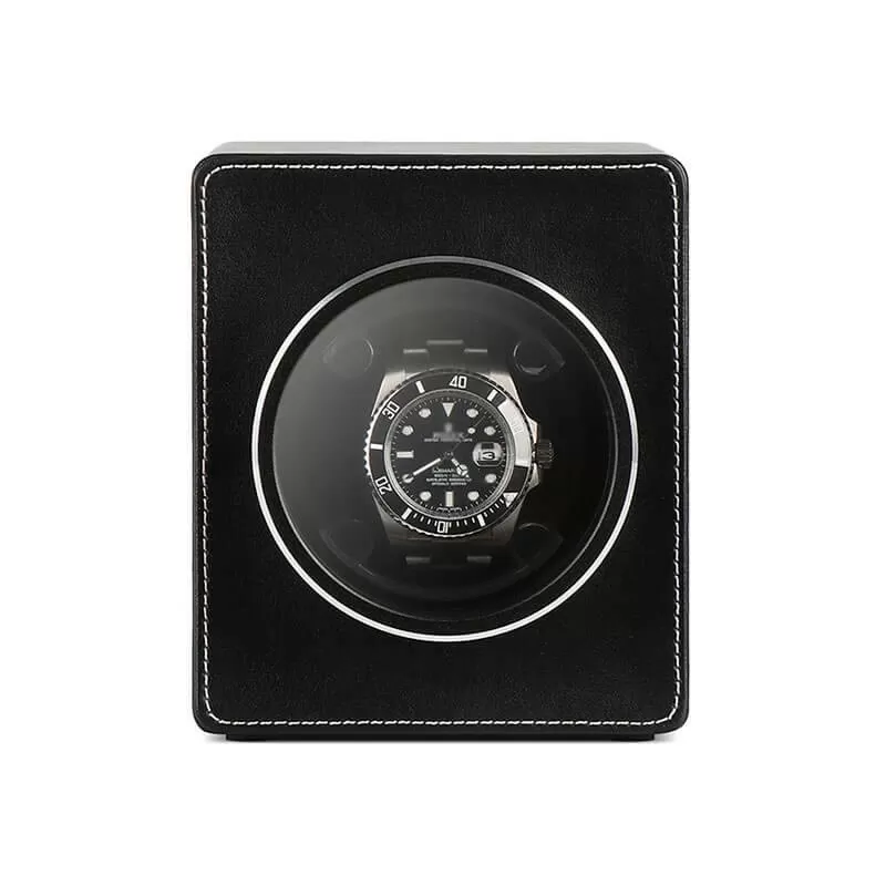 Carica orologi singolo in pelle PU nera – avvolgitore automatico 1 orologio ROROOS