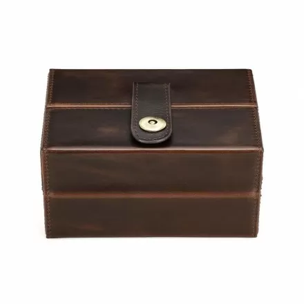 Handmade Portable Brown Leather Case — Designed for 2 Mechanical Watches