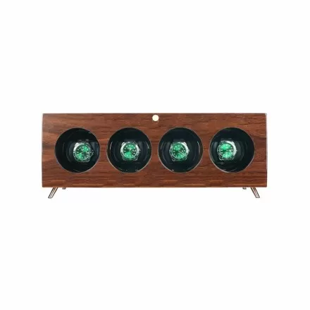 Roroos solid wood quad watch winder holding 4 Rolex automatic watches with LED illumination
