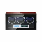 Triple Watch Winder With Lcd Touch Screen - Rosewood with Black Interior for 3 Watches