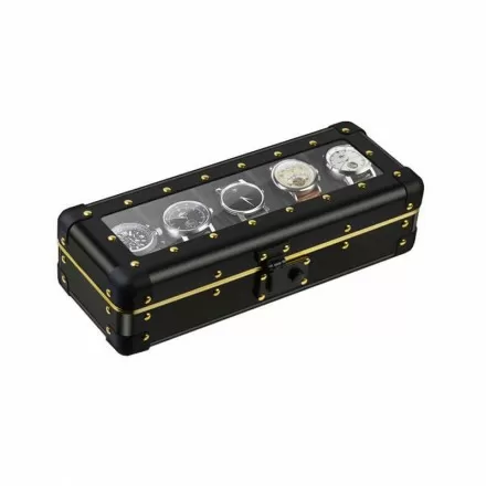 Metal 5 Slots Watch Case With Glass Window