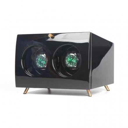 Black Vintage Watch Winder Box for 2 Watches Overview