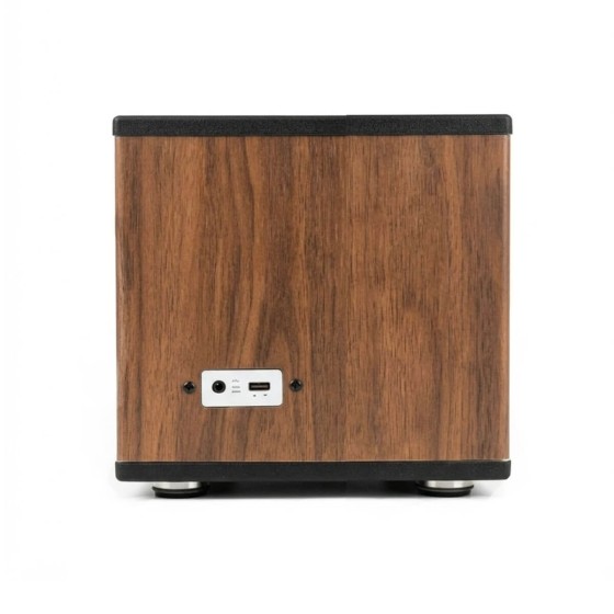 Panneau arrière du remontoir en bois avec entrée d'alimentation et port USB